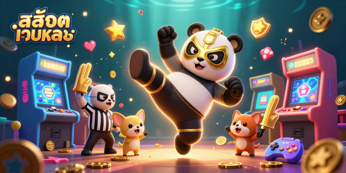 Experience thrilling gameplay with สล็อตเว็บตรง, featuring vibrant characters and arcade elements in an engaging scene.