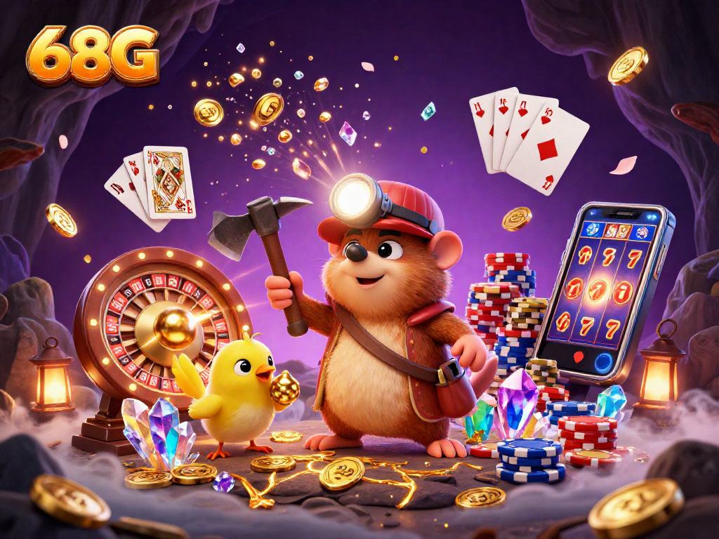 Aproveite os ganhos no cassino 68G com uma divertida caça ao tesouro por moedas e gemas.