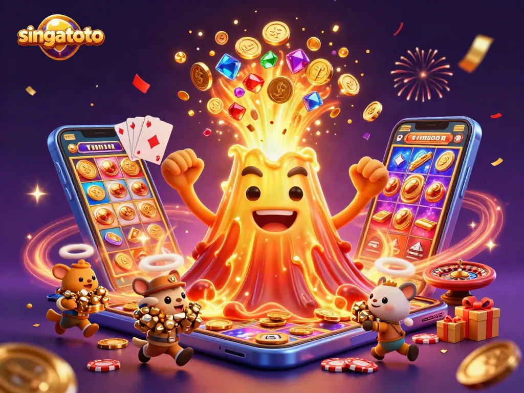 Catch exhilarating wins with singatoto at a vibrant casino-themed scene bursting with excitement!