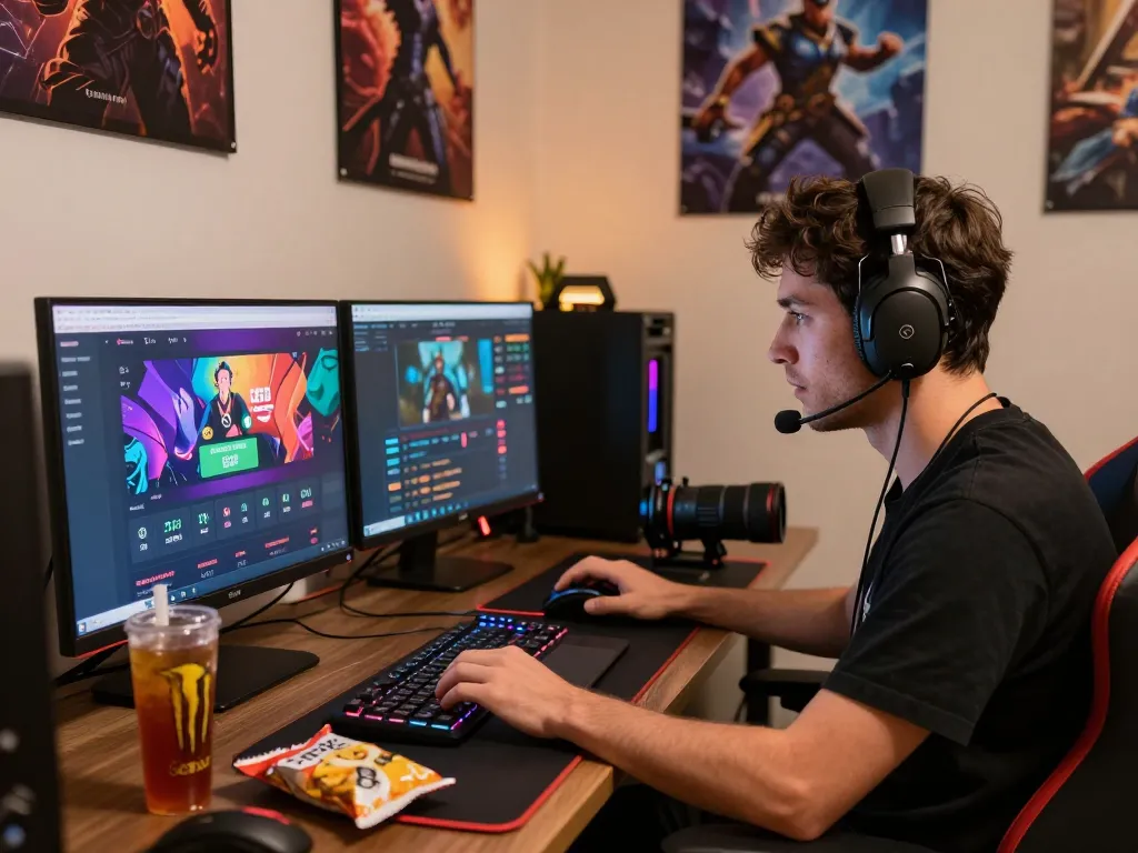 TIN TỨC hubet88 showcasing an enthusiastic gamer engaged in live betting on a vibrant online gaming platform.