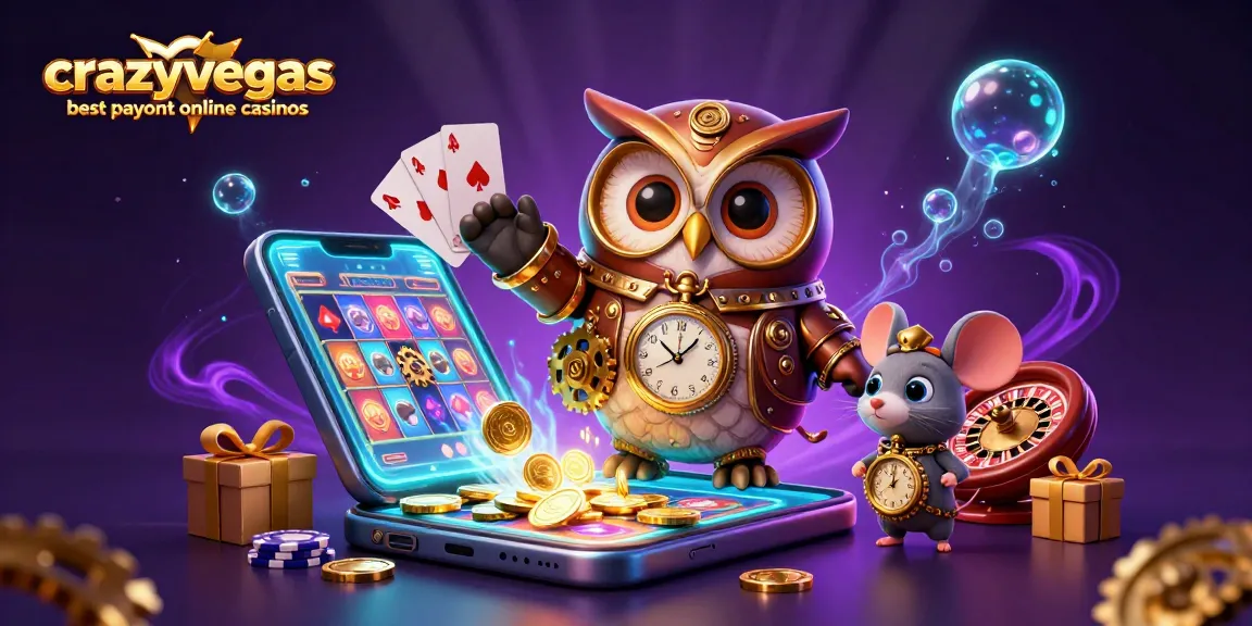 Experience the thrill of winning at crazyvegas best payout online casinos featured in this vibrant casino scene.
