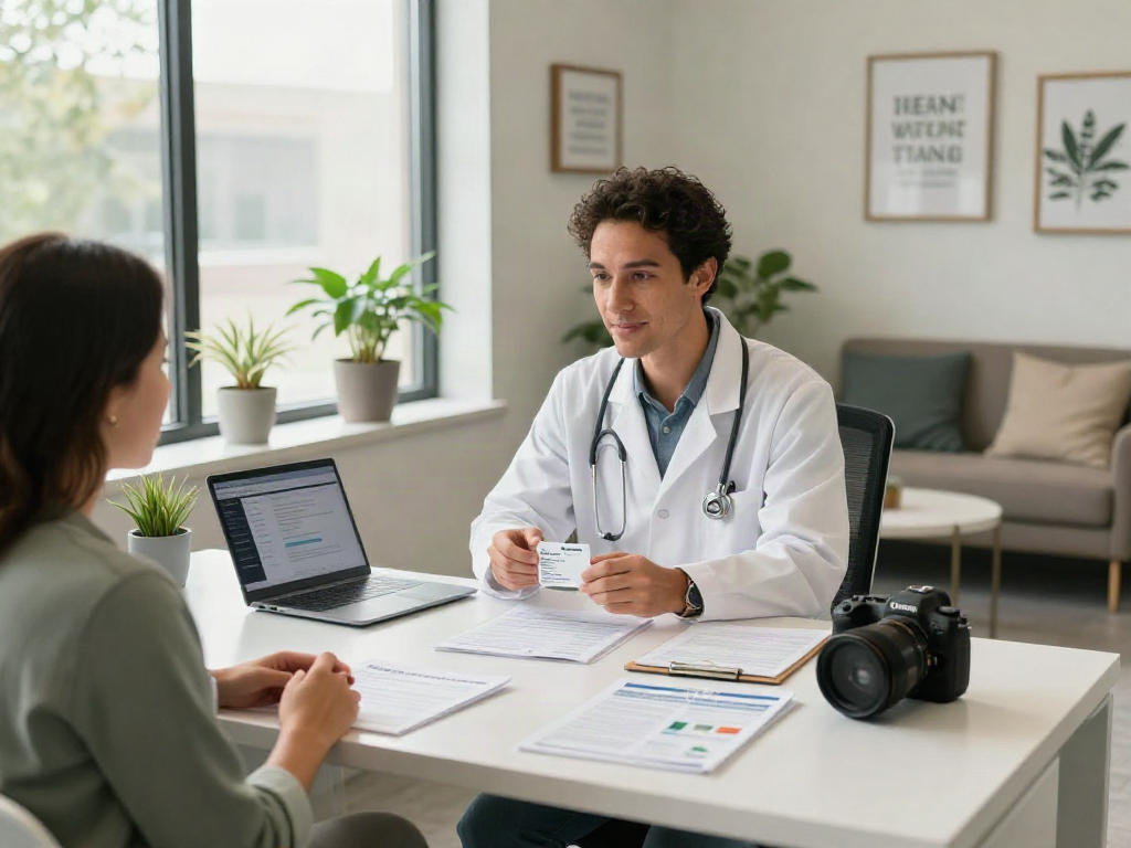 Online medical card Texas consultation with a healthcare professional explaining the application process.