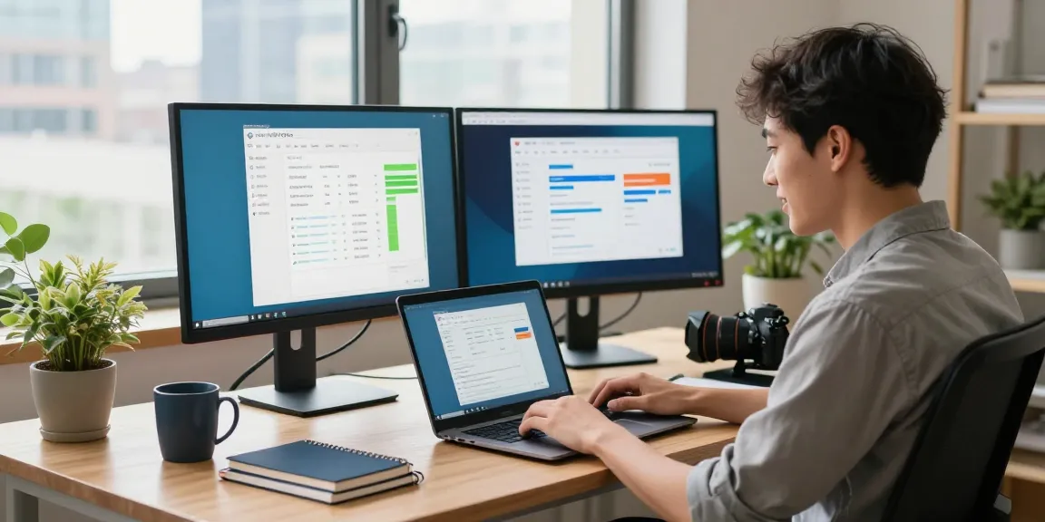 Download WPS Office in a vibrant, engaging home office scene showcasing productivity and creativity.