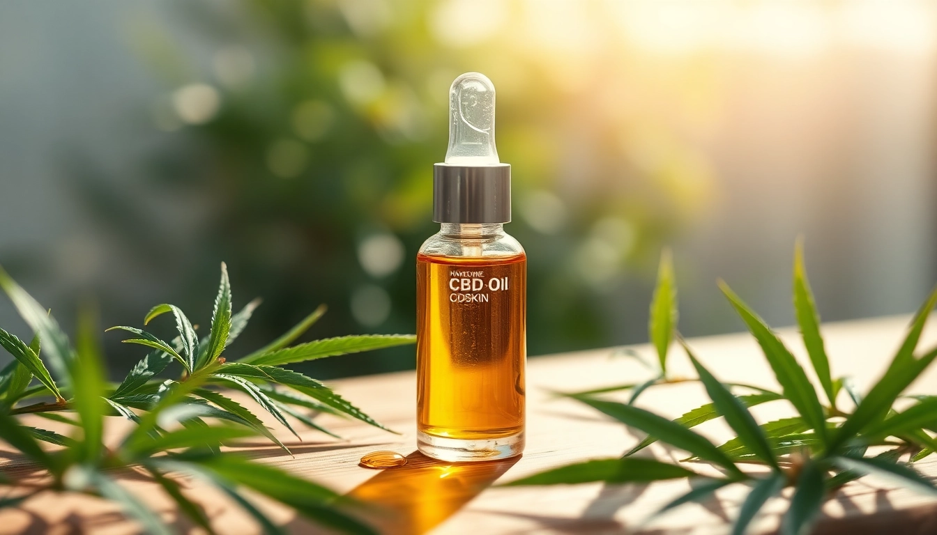 Apply CBD oil for skin in a serene setting with natural lighting and green elements.