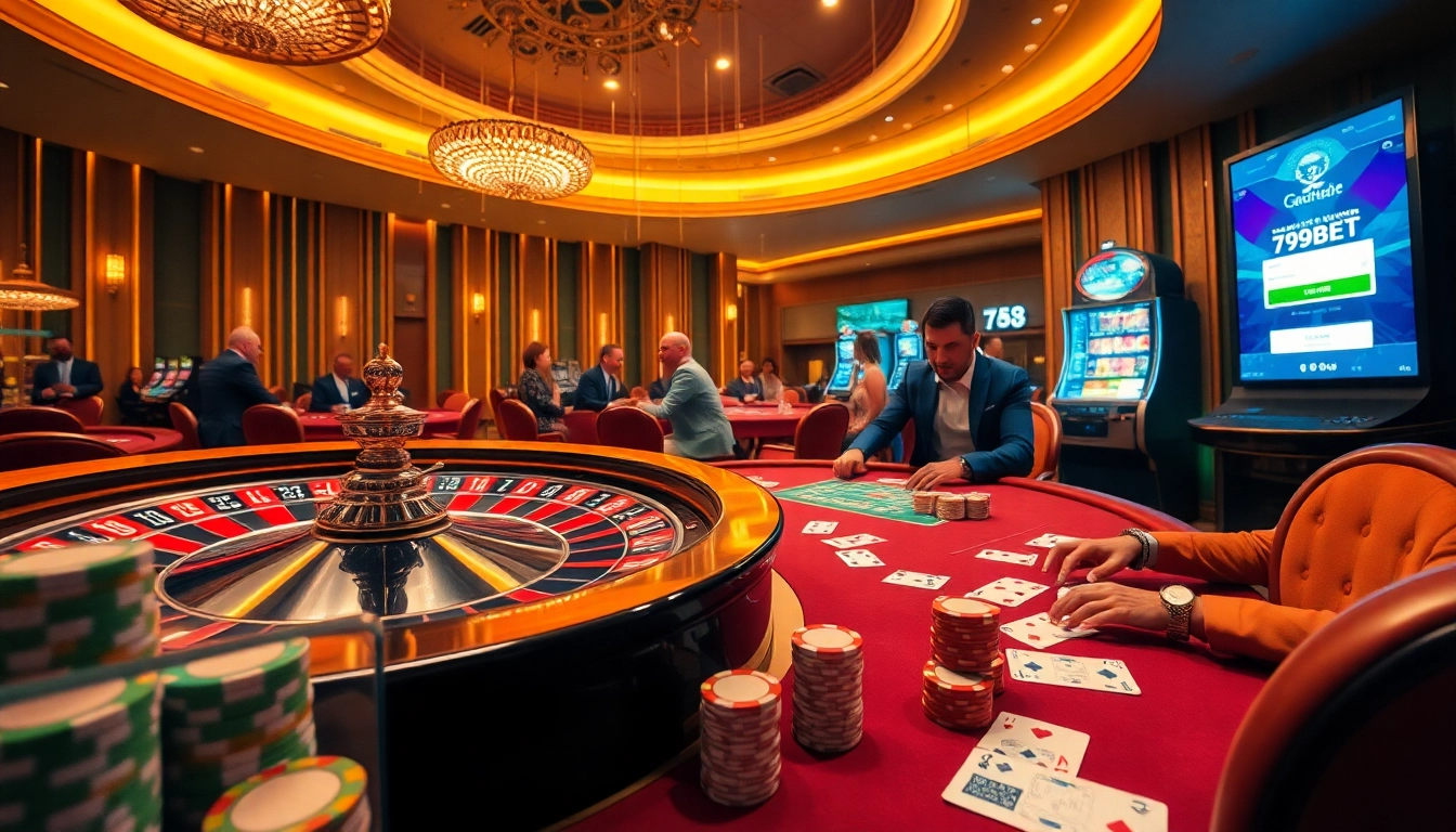 Experience the thrill of 789bet đăng nhập at a luxurious casino with poker chips and roulette.