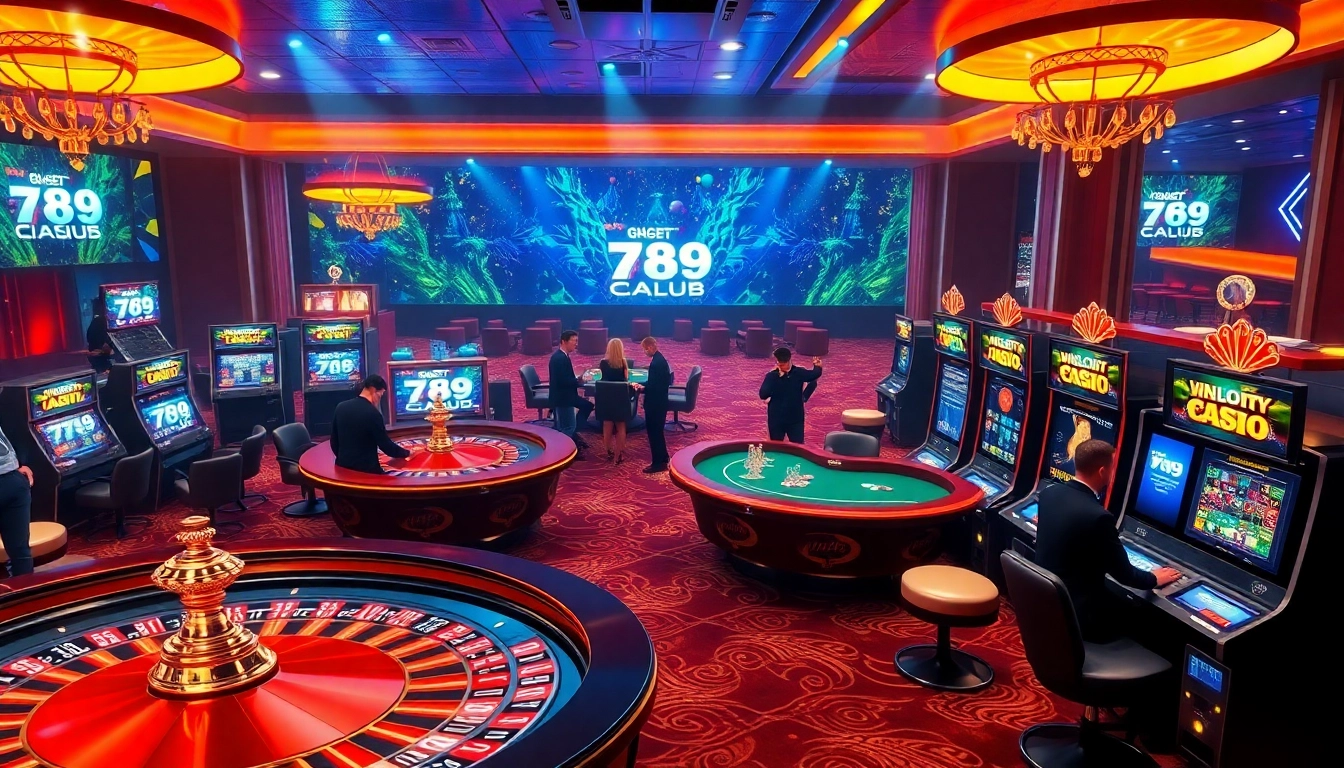 Engaged players enjoying diverse gaming options at 789club, showcasing luxury gambling vibes.