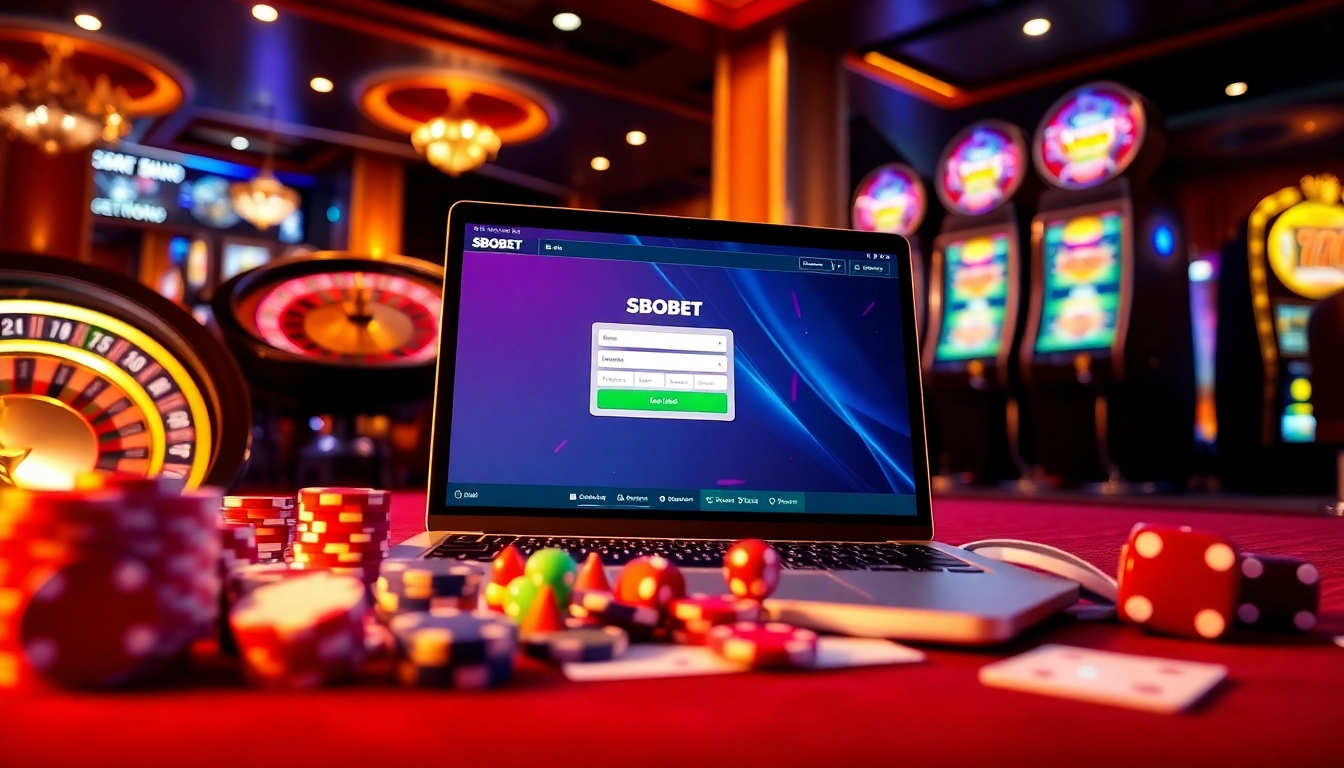 Engage in thrilling online betting with SBOBET login amid a vibrant casino atmosphere.